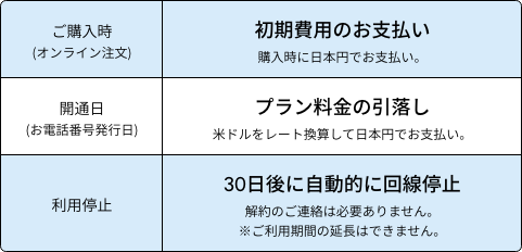 H2O Wireless Japanトラベル利用の方 お支払い例